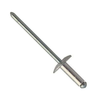 00L00612 #612 Blind Open Type, Steel Zinc Plated Rivet, Steel Zinc Plated Mandrel, Large Flange