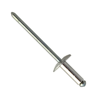 00LA044 #44 Blind Open Type, Aluminum Rivet, Steel Zinc Plated Mandrel, Large Flange