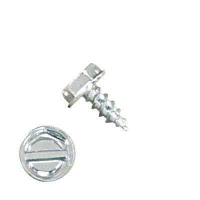 P1000H1S060623 6 X 3/8" Self-Piercing Screws, 1/4" IHWH Sl, Steel Zinc Plated, Spanish Green