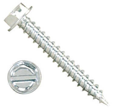 P1000H1S082030 8 X 1 1/4" Self-Piercing Screws, 1/4" IHWH Sl, Steel Zinc Plated, White