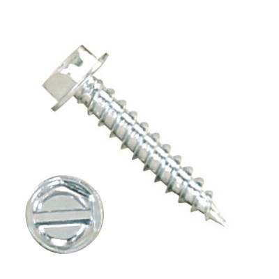 P1000H1S083230 8 X 2" Self-Piercing Screws, 1/4" IHWH Sl, Steel Zinc Plated, White