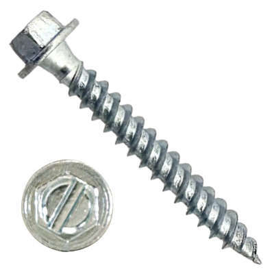 1000H4S1024 #10-12 X 1-1/2 Self-Piercing Screws, 1/4" Tall IHWH Wide Washer Slotted, Fillet, Steel Zinc Plated