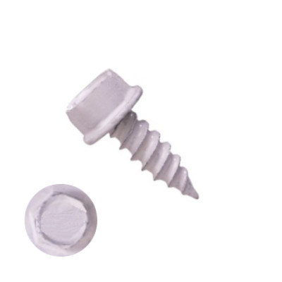 1010H2U0812 #8-15 X 3/4 Self-Piercing Screws, 1/4" Tall IHWH Unslotted, Carbon Steel, Ceramic White 1000 Hr