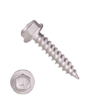 10MDH1U0808 #8-15 X 1/2 Self-Piercing Screws, 1/4" IHWH Unslotted, 410 Stainless, Dacromet 1000Hr