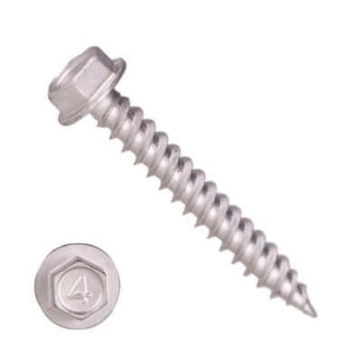 10MDH1U0824 #8-15 X 1-1/2 Self-Piercing Screws, 1/4" IHWH Unslotted, 410 Stainless, Dacromet 1000Hr