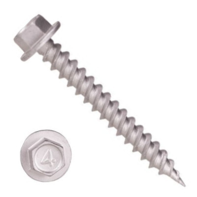 10MDH3U1016 #10-12 X 1 Self-Piercing Screws, 1/4" Tall IHWH Wide Washer Unslotted, 410 Stainless Dacromet 1000Hr