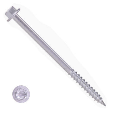 1100H3S1080 #10-12 X 5 Self-Piercing Screws, 1/4" Tall IHWH Wide Washer Slotted, 4" Thread, Steel Zinc Plated