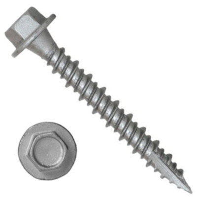 1411H6U1448 #14-15 X 3 Self-Piercing Screws, 5/16" IHWH Unslot, Hi-Lo Thrd, T-17 Pt, Steel Cer Silv1000Hr