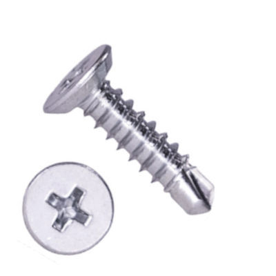 3000F2P1016B3 10-16 X 1" Self-Drilling Screws #3 Pt Flat Under Cut Phil Steel Zinc Plated