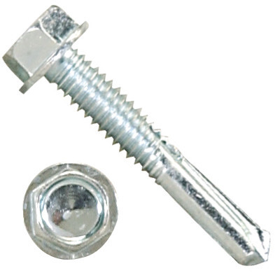 3000H1U1424C5 14-20 X 1 1/2" Self-Drilling Screws #5 Pt 3/8" IHWH Unsl Steel Zinc Plated