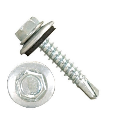 3000N1U3120B3 5/16-12 X 1 1/4" Self-Drilling Screws #3 PT IHWH Unsl W/EPDM Steel Zinc Plated