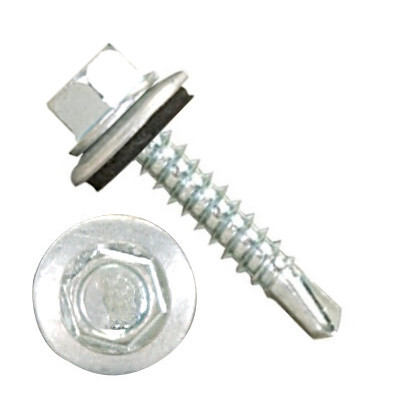 3000N2U1010B3 10-16 X 5/8" Self-Drilling Screws #3 Pt IHWH Tall Unsl W/Sealing Wash Steel Zinc Plated