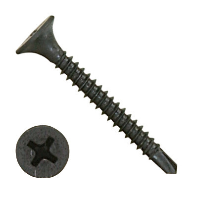 300PBUP0616B2 6-20 X 1" Self-Drilling Screws #2 Pt Bugle Phil Steel Black Phosphate