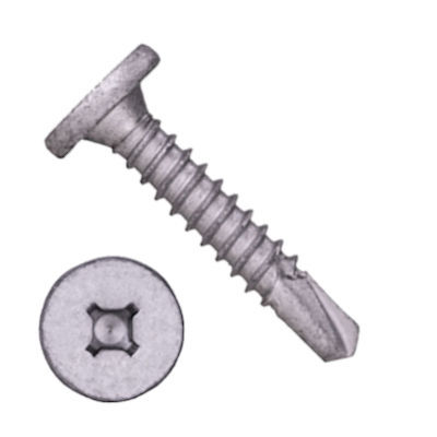 3011PCQ1224B3 12-14 X 1 1/2" Self-Drilling Screws #3 Pt Pancake Phil/Sq Steel Ceramic Silver 1000Hr