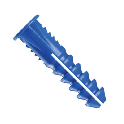 APS1420BL 1/4" X 1 1/4" Plastic Super Ribbed Anchor Blue