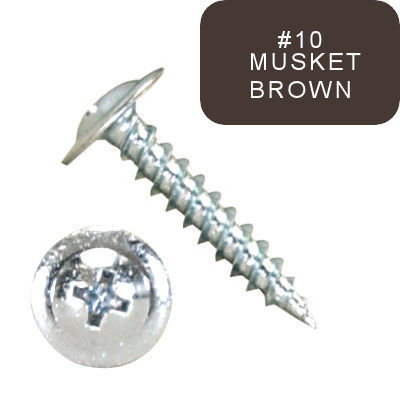 P1000MTP082010 8 X 1 1/4" Self-Piercing Screws, Modified Truss Phillips, Steel Zinc Plated, Musket Brown