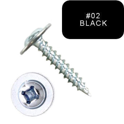 P1000UTQ081202 8 X 3/4" Self-Piercing Screws, Ultra-Wide Mod Truss, Phillips/Square, Zinc Plated, Black