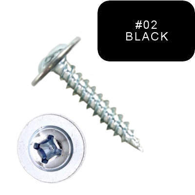 P1000UTQ082002 8 X 1 1/4" Self-Piercing Screws, Ultra-Wide Mod Truss, Phillips/Square, Zinc Plated, Black