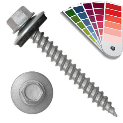 P1011N5U094899 9 X 3" Self-Piercing Screws, 1/4" Tall IHWH Unsl, Fil, Sealing Wsh, Cer Silver 1000Hr, Custom Paint