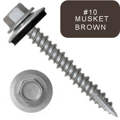 P1411N4U122410 #12-15 X 1-1/2 Self-Piercing Screw, 1/4" Tall IHWH Wide Usl, Fil, Seal, HiLo, T17, Cer Silv, Musket