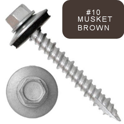 P1411N5U102410 #10-16 X 1-1/2 Self-Piercing Screw, 1/4" Tall IHWH Wide Usl, Fil, Seal, HiLo, T17, Cer Silv, Musket