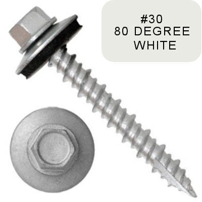 P1411N5U102430 #10-16 X 1-1/2 Self-Piercing Screw, 1/4" Tall IHWH Wide Usl, Fil, Seal, HiLo, T17, Cer Silv, White