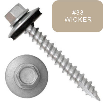 P1411N5U102433 #10-16 X 1-1/2 Self-Piercing Screw, 1/4" Tall IHWH Wide Usl, Fil, Seal, HiLo, T17, Cer Silv, Wicker