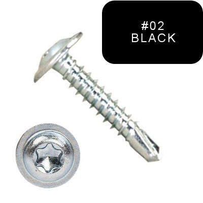 P3000MTT0816B202 8-18 X 1" Self Drilling Screws, #2 Pt Mod Truss Six-Lobe ZP Black
