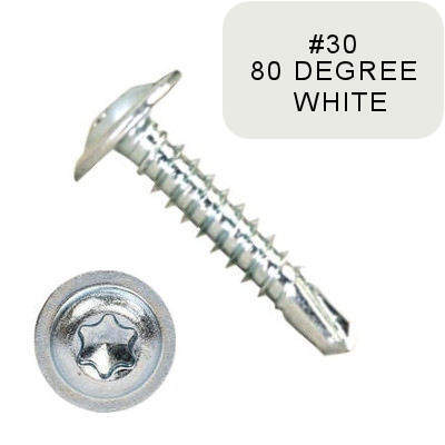 P3000MTT0812B230 8-18 X 3/4" Self Drilling Screws, #2 Pt Mod Truss Six-Lobe ZP White