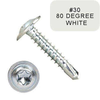 P3000MTT0820B230 8-18 X 1-1/4" Self Drilling Screws, #2 Pt Mod Truss Six-Lobe ZP White