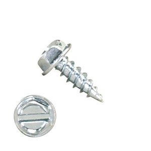 1000H1S0808 #8-15 X 1/2 Self-Piercing Screws, 1/4" IHWH Slotted, Steel Zinc Plated