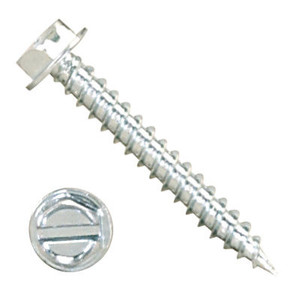 P1000H1S083230 8 X 2" Self-Piercing Screws, 1/4" IHWH Sl, Steel Zinc Plated, White