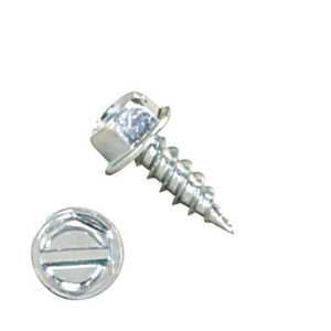 P1000H2S080830 8 X 1/2" Self-Piercing Screws, 1/4" Tall IHWH Sl,ot Steel Zinc Plated, White