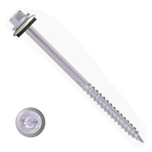 1100N4S1064 #10-12 X 4 Self-Piercing Screws, 1/4" Tall IHWH Unslot, Fillet, Seal Wsher, 2" Thrd, Steel Zinc Pltd