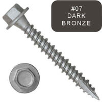 P1411H4U104807 #10-16 X 3 Self-Piercing Screws, 1/4" Tall IHWH Wide Unsl, Fil, Hi-Lo, T17, Cer Silv, Dk Bronze