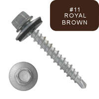 P3411N5U1024H111 #10-16 X 1-1/2 Self-Drilling Screws, 1/4" Tall IHWH Unsl, Filt, Seal, HiLo Thrd, Cer, Royal Brown